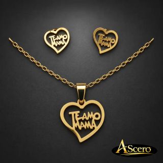 Conjunto Corazón Te Amo Mamá Dorado