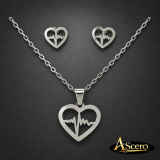 Conjunto Corazón Latido en Acero