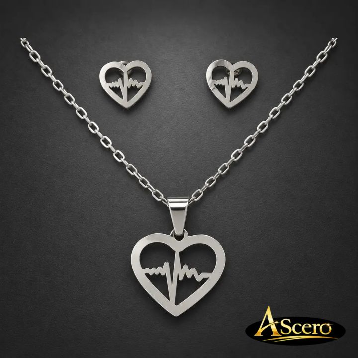 Conjunto Corazón Latido en Acero