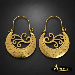 Argolla Canaria Espiral en Acero dorado