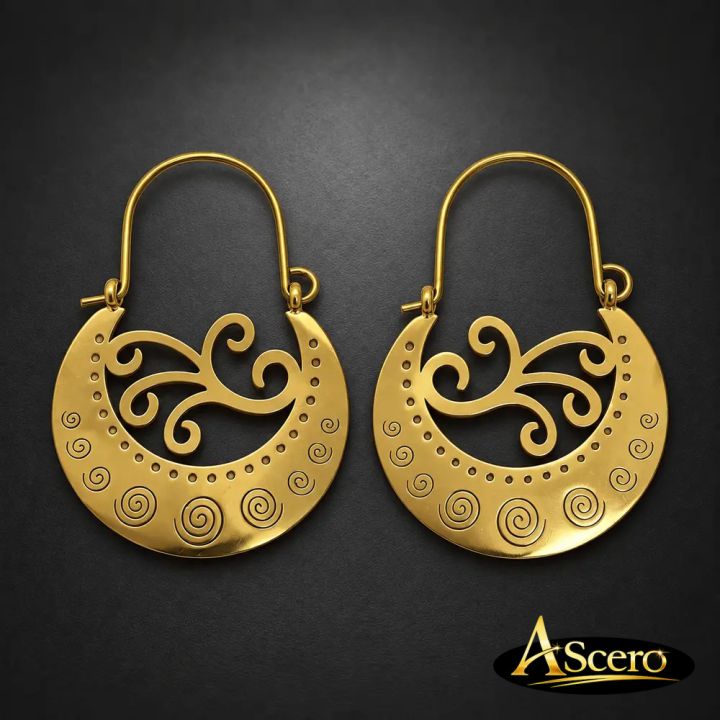 Argolla Canaria Espiral en Acero dorado
