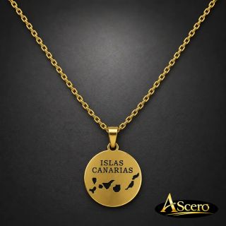 Cadena con colgante Islas Canarias en Acero Dorado