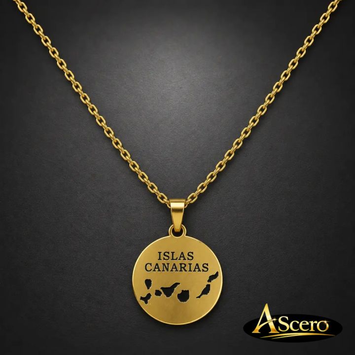 Cadena con colgante Islas Canarias en Acero Dorado