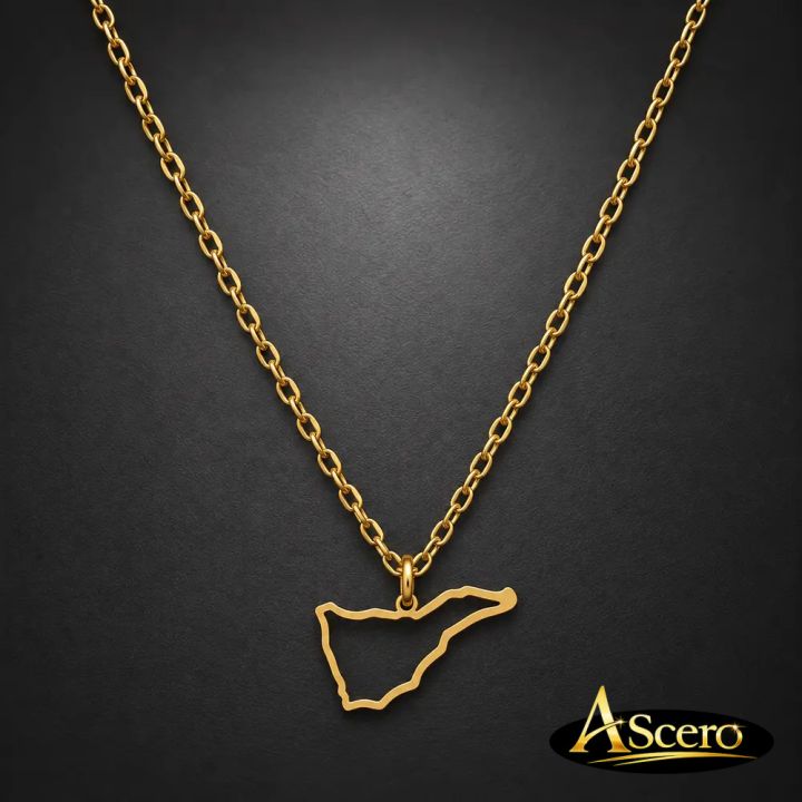 Collar Silueta Tenerife en Acero Dorado