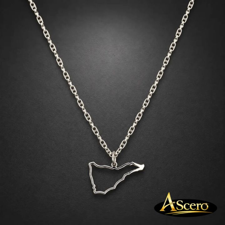 Collar Silueta Tenerife en Acero Plateado