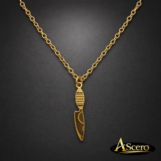 Collar Cuchillo Canario en Acero Dorado