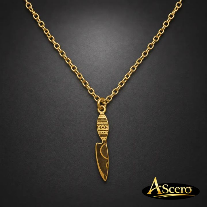 Collar Cuchillo Canario en Acero Dorado
