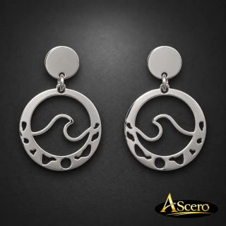 Pendientes Ola Canaria en Acero Plateado