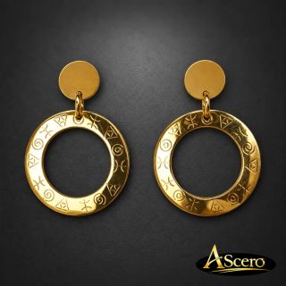 Pendientes Circulares Pintaderas en Acero Dorado