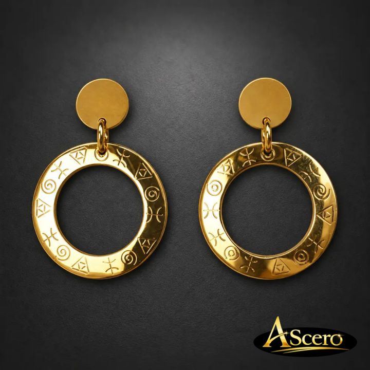 Pendientes Circulares Pintaderas en Acero Dorado