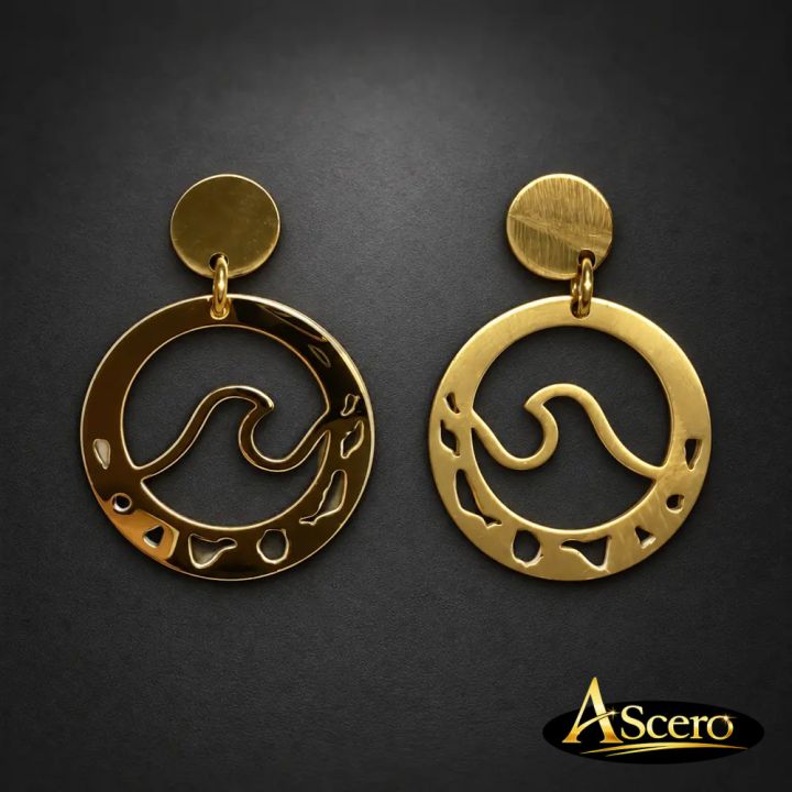 Pendientes Ola Canaria en Acero Dorado