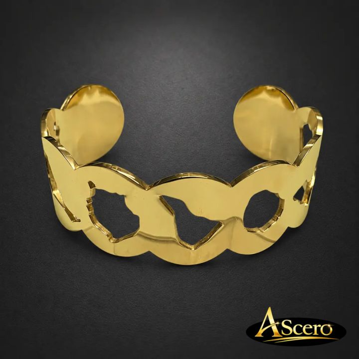 Brazalete Ondas Canarias en Acero Dorado