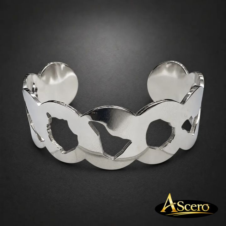 Brazalete Ondas Canarias en Acero Plateado