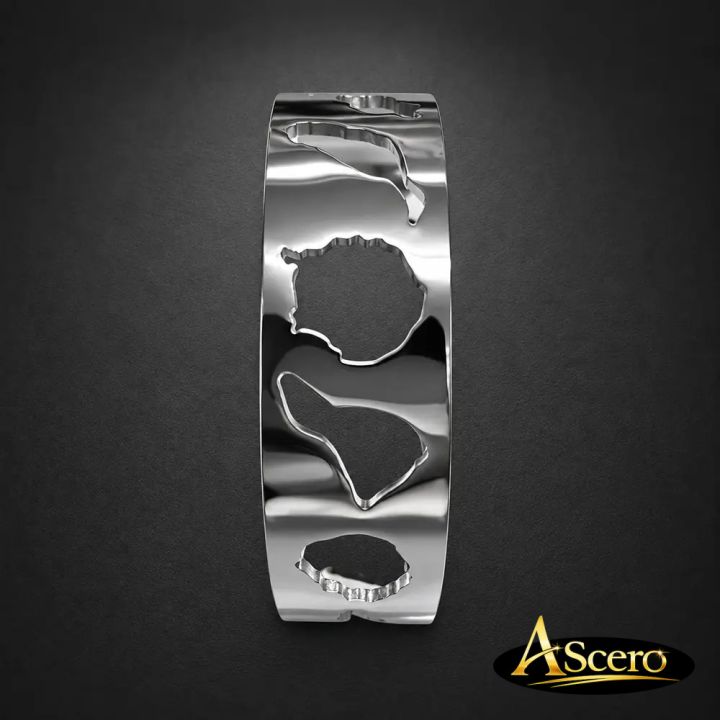 Brazalete Liso Islas Canarias en Acero Plateado