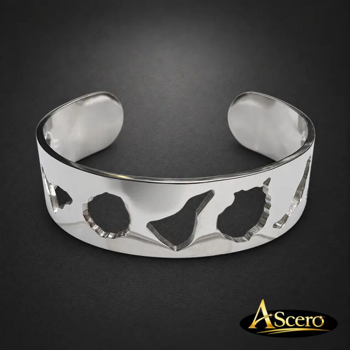 Brazalete Liso Islas Canarias en Acero Plateado