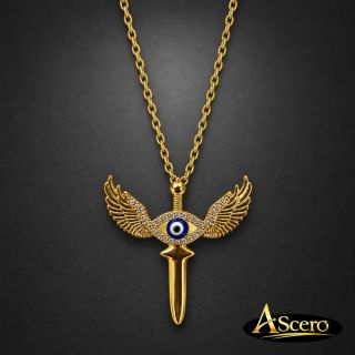 Colgante Ojo Turco en Acero Dorado