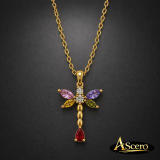 Colgante Libélula Multicolor en Acero Dorado