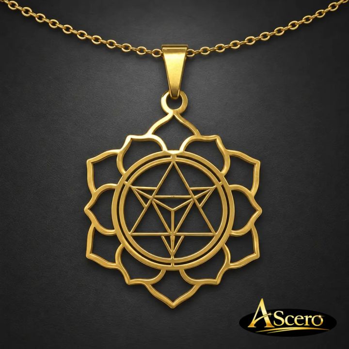 Colgante Chakra del corazón en Acero Dorado