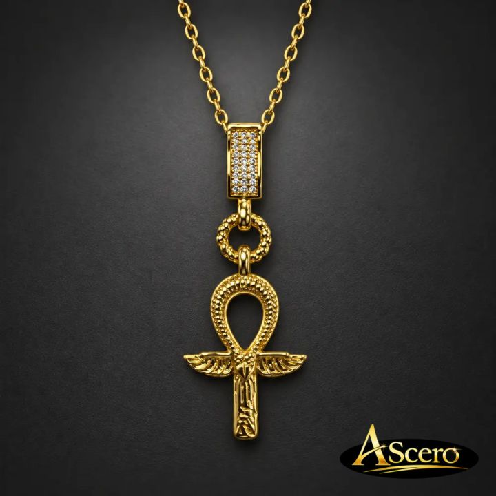 Colgante Ankh Dorado con Circonitas