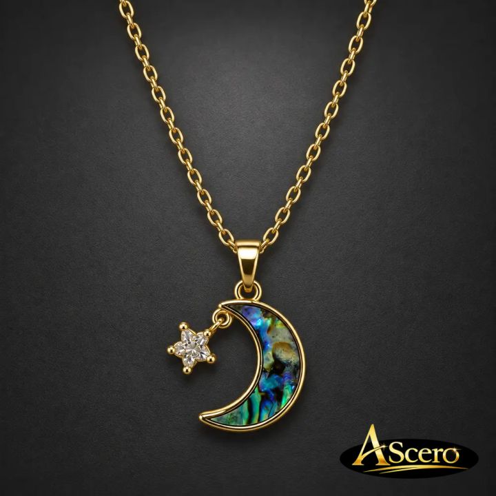 Colgante Luna y Estrella en Acero Dorado