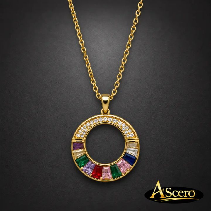 Colgante Circular de Colores en Acero Dorado