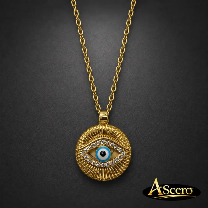 Colgante Ojo Turco en Acero Inoxidable Dorado