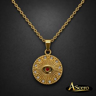 Cadena con Colgante Ojo Dorado con Circonitas
