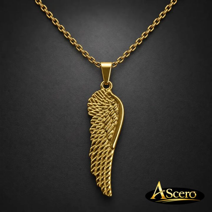 Cadena con Colgante Ala de ángel en Acero Inoxidable Dorado