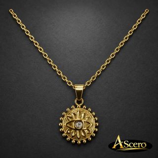 Cadena con Colgante Ojo Dorado en Acero