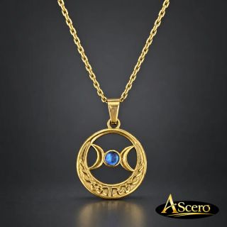 Cadena con Colgante Triple Luna Aguamarina