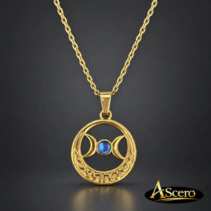 Cadena con Colgante Triple Luna Aguamarina