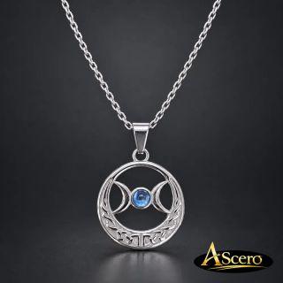 Cadena con Colgante Triple Luna Aguamarina