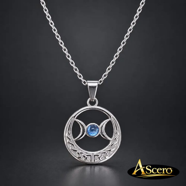 Cadena con Colgante Triple Luna Aguamarina