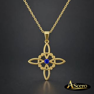 Cadena con Colgante Nudo de Bruja Circonita Azul