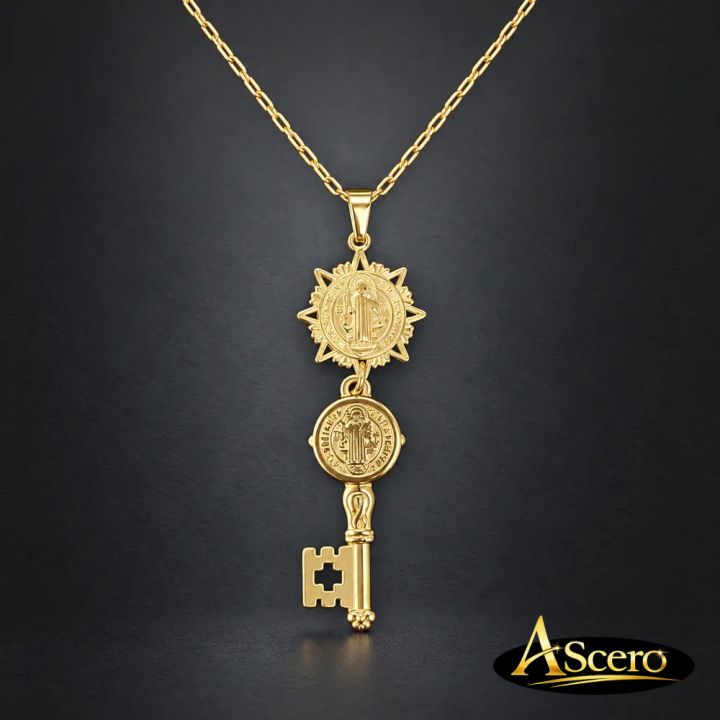 Cadena con Colgante Llave de San Benito con medalla
