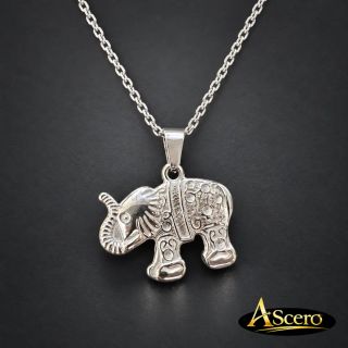 Cadena con Colgante Elefante Plateado