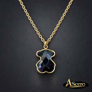 Cadena con Colgante Osito Piedra Negra
