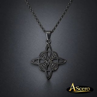 Cadena con Colgante Nudo de Bruja Negro