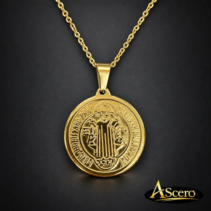 Cadena con Colgante Medalla San Benito Grande