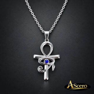 Cadena con Colgante Ankh con Ojo Azul