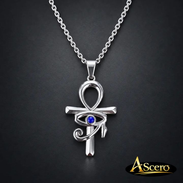 Cadena con Colgante Ankh con Ojo Azul