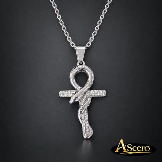 Cadena con Colgante Serpiente Ankh circonitas