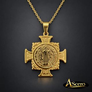 Cadena con Colgante Cruz de San Benito Grande