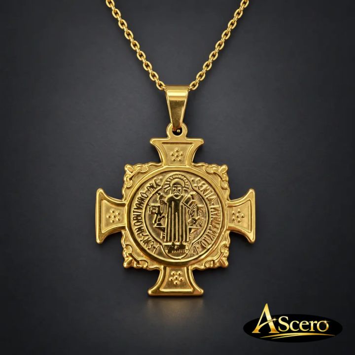 Cadena con Colgante Cruz de San Benito Grande