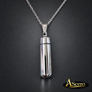 Cadena con Relicario cilíndrico de Acero