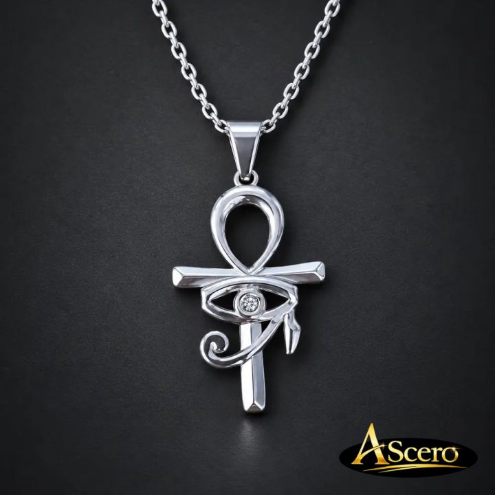Cadena con Colgante Ankh con ojo rojo
