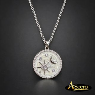Cadena con Colgante Luna y Sol Blanco