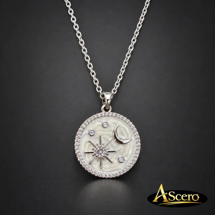 Cadena con Colgante Luna y Sol Blanco