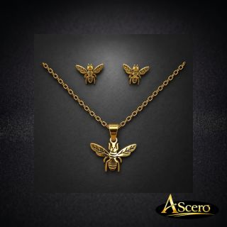 Conjunto Abeja en Acero Dorado