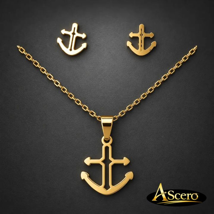 Conjunto Ancla hueca en Acero Dorado